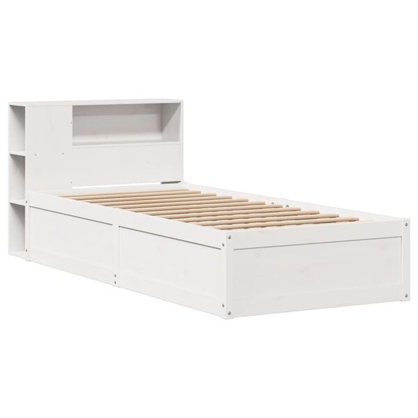 vidaXL Estructura de cama sin colch&oacute;n madera maciza blanca 90x190 cm