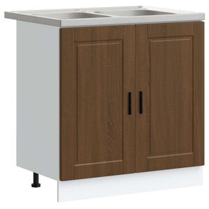 vidaXL Mueble Bajo para Fregadero con puerta Porto 2 pcs Marr&oacute;n