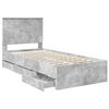 vidaXL Estructura de cama Gris Concreto 90 x 190 cm Madera Ingenieril