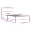 vidaXL Estructura cama madera ingeniería metal roble humo 75x190 cm
