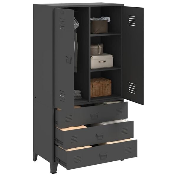 vidaXL Armario industrial de metal gris antracita 90x50x180 cm