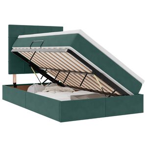 vidaXL Cama con almacenamiento y colch&oacute;n Verde oscuro 120 x 200 cm