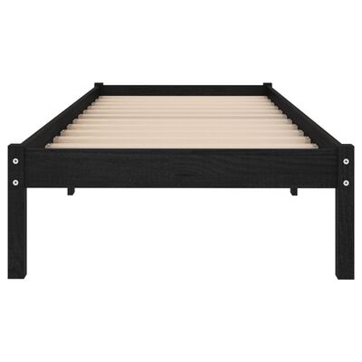 vidaXL Estructura de cama de madera maciza de pino negra 90x200 cm