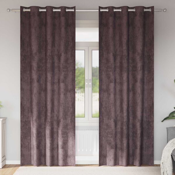 vidaXL Cortinas de Terciopelo 2 pcs Marr&oacute;n 245 x 140 cm Terciopelo