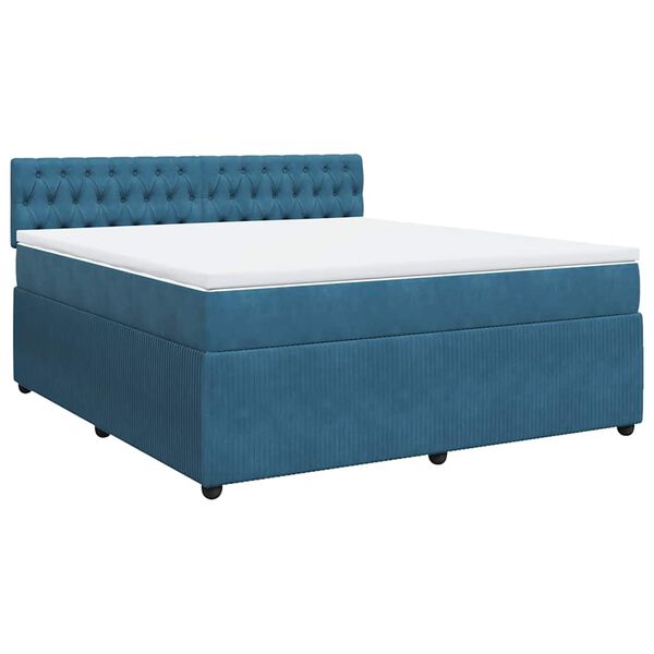 vidaXL Cama box spring con colchón terciopelo azul 180x200 cm