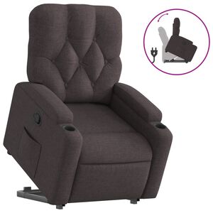 vidaXL Sill&oacute;n reclinable elevable tela marr&oacute;n oscuro
