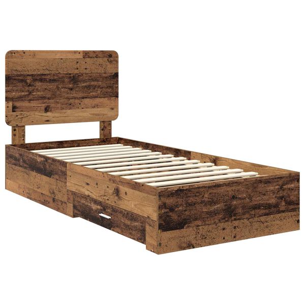 vidaXL Estructura de cama con cabecera Madera vieja 90 x 200 cm