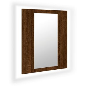 vidaXL Armario de ba&ntilde;o con espejo LED madera marr&oacute;n roble 40x12x45 cm