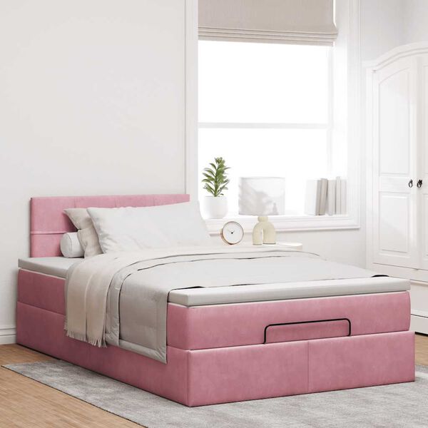vidaXL Estructura de cama otomana colch&oacute;n terciopelo rosa 120x200cm