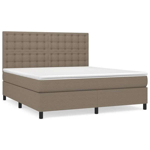 vidaXL Cama box spring con colch&oacute;n tela gris taupe 180x200 cm