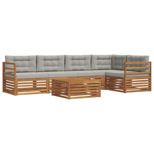 vidaXL Conjunto de sof&aacute;s de exterior 6 pcs Gris Natural y Claro