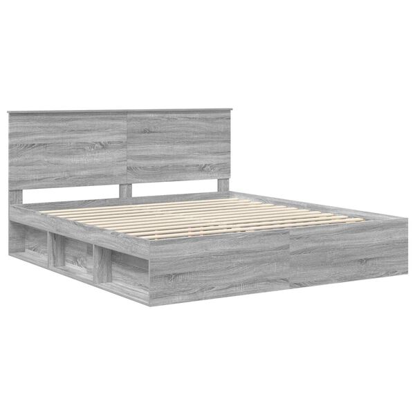 vidaXL Estructura de cama con cabecera Gris Sonoma 200 x 200 cm