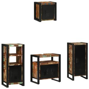 vidaXL Juego de muebles de ba&ntilde;o 4 uds. Multicolor y negro