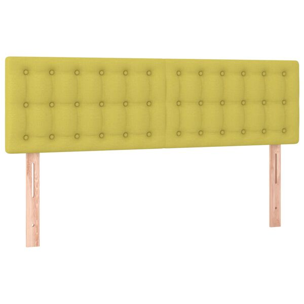 vidaXL Cabecero con LED de tela verde 144x5x78/88 cm