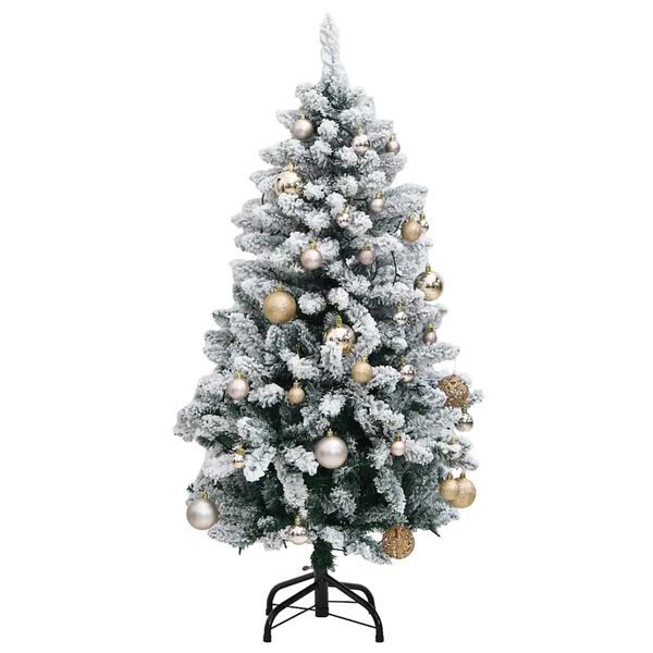 vidaXL &Aacute;rbol de Navidad artificial con bisagras 150 LED y bolas 150 cm