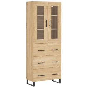 vidaXL Aparador alto madera contrachapada color roble 69,5x34x180 cm