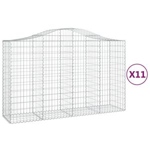 vidaXL Cestas gaviones 11 uds forma de arco hierro 200x50x120/140 cm