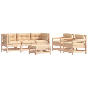 vidaXL Juego de muebles de jard&iacute;n 6 piezas y cojines madera maciza