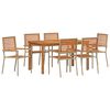 vidaXL Conjunto de Comedor de Jardín 7 pcs Beige Poliratán