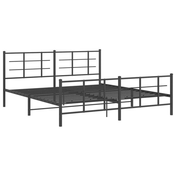 vidaXL Estructura cama sin colch&oacute;n con estribo metal negro 180x200 cm