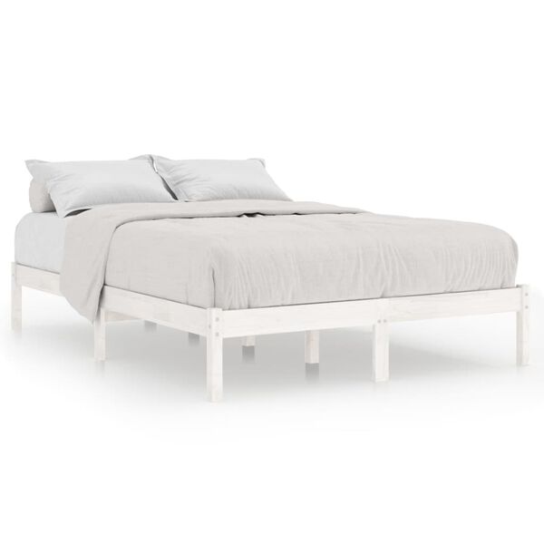 vidaXL Estructura de cama doble sin colchón madera maciza blanco