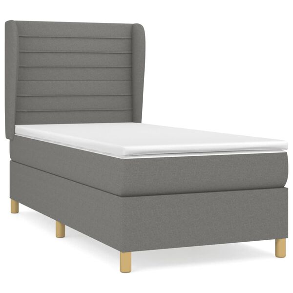 vidaXL Cama box spring con colch&oacute;n tela gris oscuro 80x200 cm