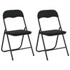 vidaXL Silla Plegable 2 uds. Terciopelo Negro 48 x 44 x 78 cm