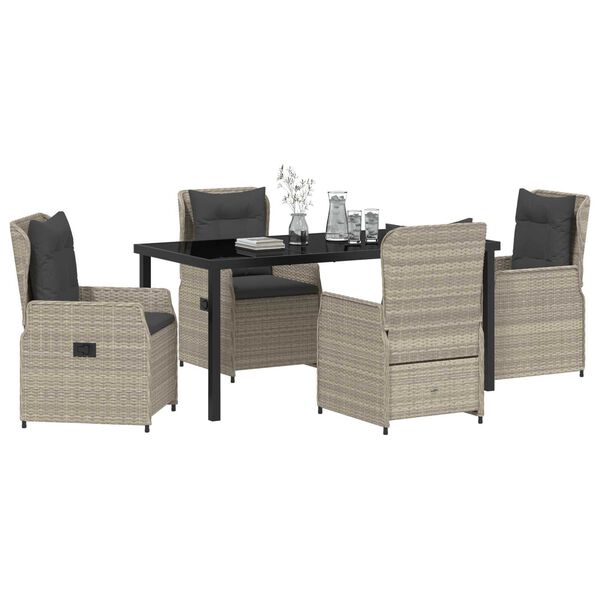 vidaXL Conjunto de Comedor de Jard&iacute;n 5 pcs Gris Claro rat&aacute;n sint&eacute;tico