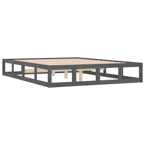 vidaXL Estructura de cama de madera maciza gris 150x200 cm