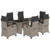 vidaXL Set comedor jard&iacute;n 7 pzas y cojines rat&aacute;n sint&eacute;tico gris