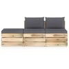 vidaXL Muebles de jard&iacute;n 3 piezas con cojines madera impregnada verde
