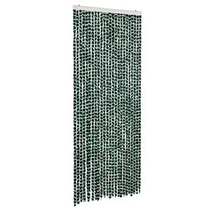 vidaXL Cortina antimoscas chenilla verde y blanco 100x200 cm