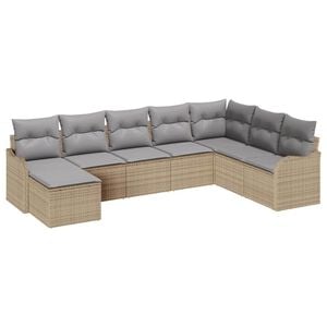 vidaXL Conjunto de sof&aacute; de jard&iacute;n 8 uds. Beige rat&aacute;n sint&eacute;tico