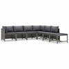 vidaXL Set de muebles de jard&iacute;n 7 pzas y cojines rat&aacute;n sint&eacute;tico gris