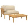vidaXL Juego de Sof&aacute; con coj&iacute;n 2 pcs Beige Madera de Acacia S&oacute;lida