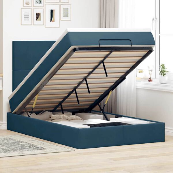vidaXL Estructura de cama otomana colchones terciopelo azul oscuro
