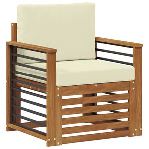 vidaXL Sof&aacute; de exterior Madera de Acacia S&oacute;lida y Poli&eacute;ster Natural