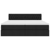 vidaXL Cama con tira de luces LED con cabecera Negro 180 x 200 cm tela