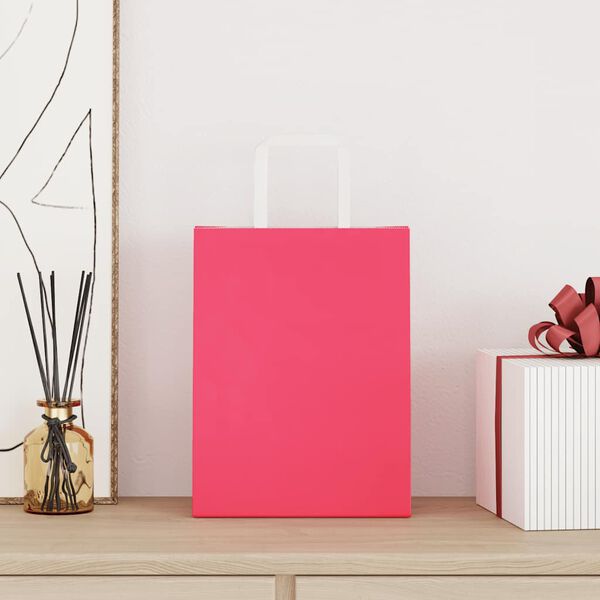 vidaXL Bolsas de papel con asas 50 uds rosa 21x11x28 cm