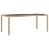 vidaXL Mesa de jard&iacute;n superficie de vidrio rat&aacute;n PE beige 190x90x75 cm
