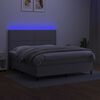 vidaXL Cama box spring colch&oacute;n y luces LED tela gris claro 180x200 cm