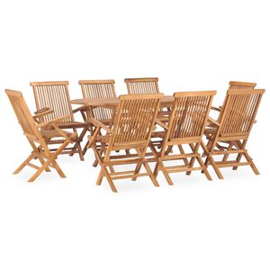 vidaXL Set de comedor de jard&iacute;n plegable 9 pzas madera maciza de teca