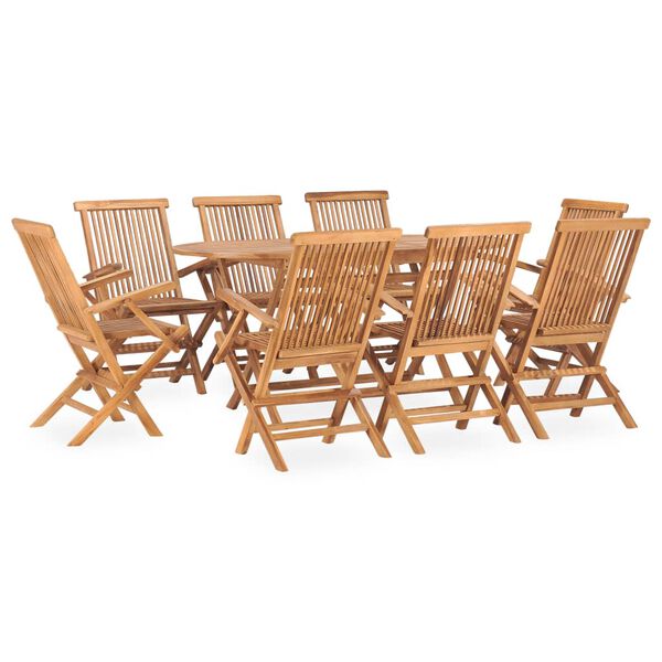 vidaXL Set de comedor de jard&iacute;n plegable 9 pzas madera maciza de teca