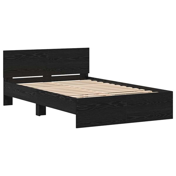 vidaXL Estructura de cama con cabecera Roble Negro 193 x 125 x 70 cm
