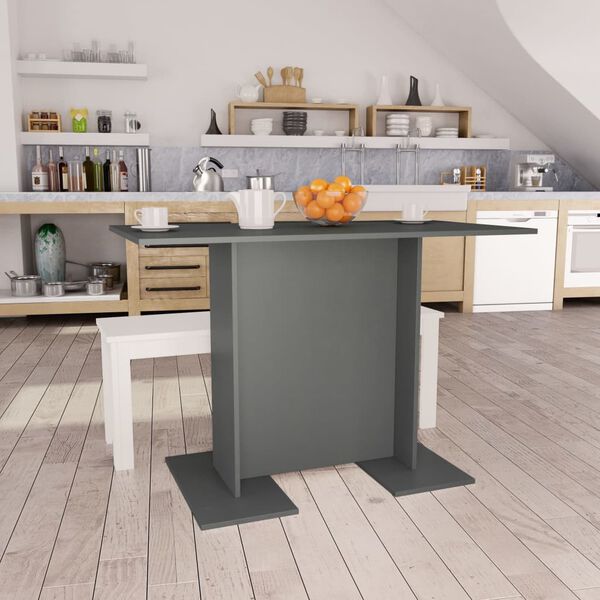 vidaXL Mesa de comedor de madera contrachapada gris 110x60x75 cm