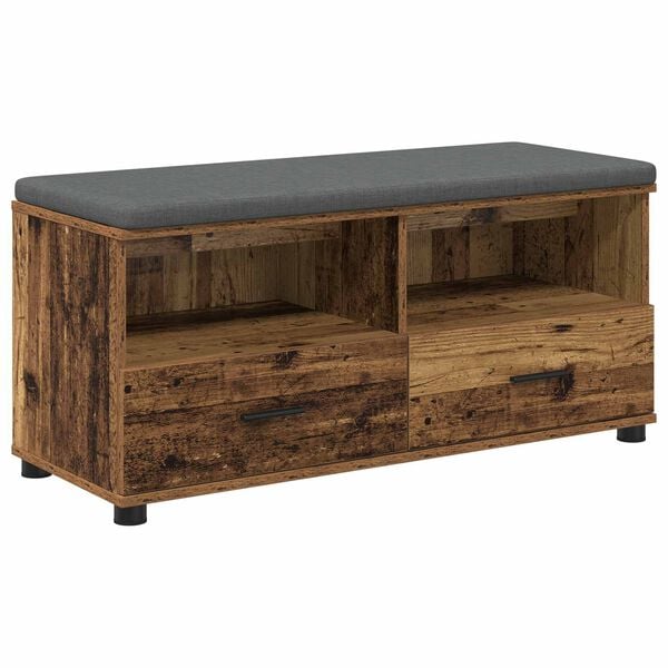 vidaXL Banco de entrada con coj&iacute;n Madera vieja 100 x 38 x 46 cm