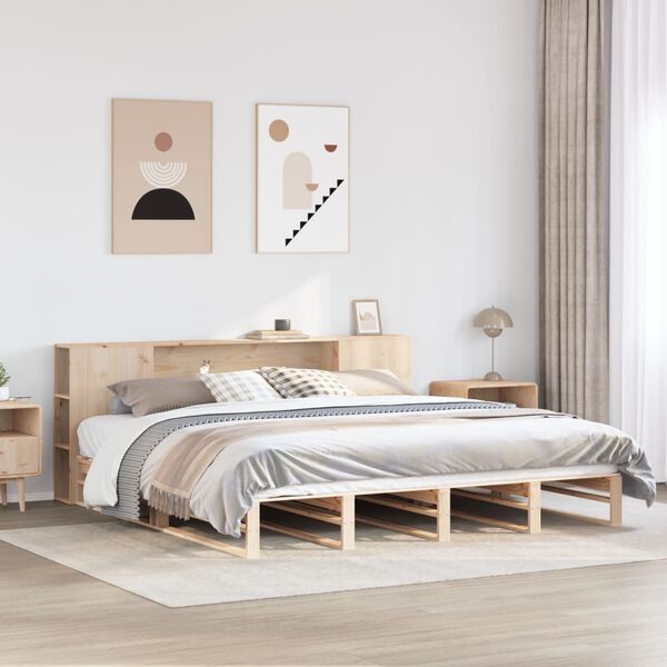 vidaXL Cama con estanter&iacute;a sin colch&oacute;n madera maciza 180x200 cm