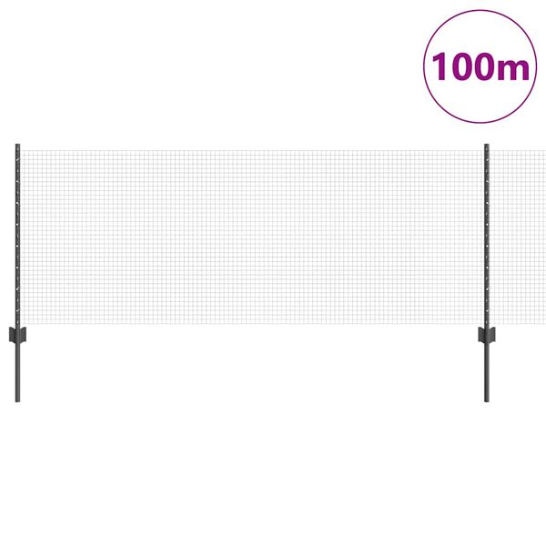 vidaXL Valla con Poste Gris 0,8 x 100 m Acero y PVC