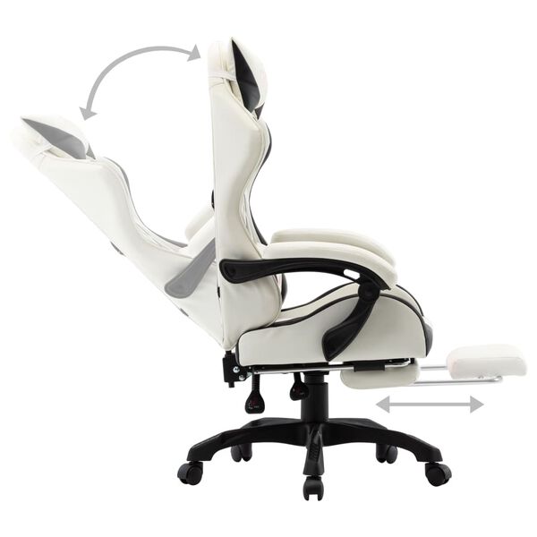 vidaXL Silla gaming con reposapiés cuero sintético negro y blanco