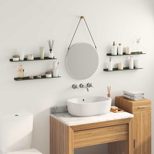 vidaXL Estante flotante 4 pcs Verde Oliva 60 x 9 x 2,5 cm Acero